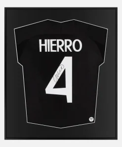 Framed Fernando Hierro Signed Shirt, Real Madrid Away Black [Lite]