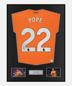 Framed Nick Pope Signed Newcastle United Shirt 2023-24 Goalkeeper [Classic]