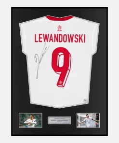 Framed Robert Lewandowski Signed Poland Shirt Home 2024-25 [Classic]