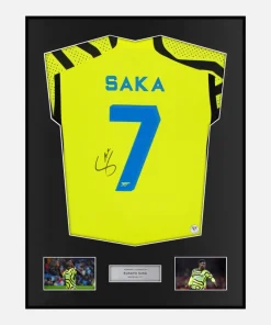 Framed Bukayo Saka Signed Arsenal Shirt 2023-24 Away [Classic]