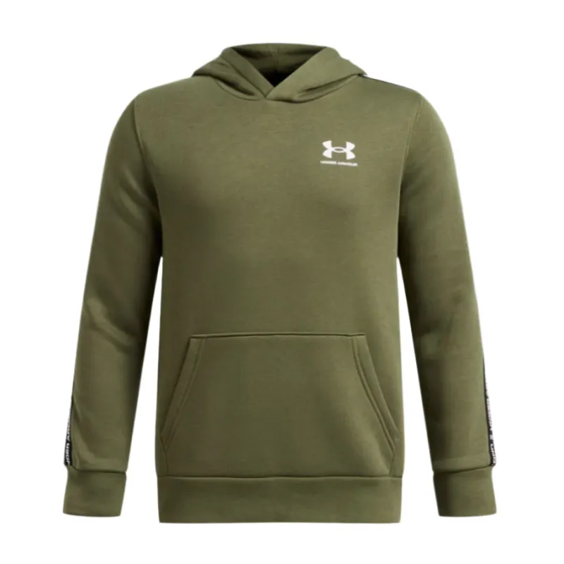Under Armour Youth Hoodie Icon Fleece Taping Marine OD Green/White