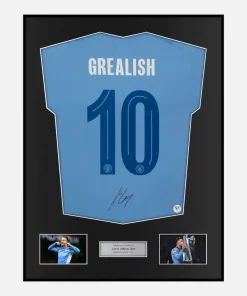 Framed Jack Grealish Signed Manchester City Shirt 2023-24 Home [Classic]
