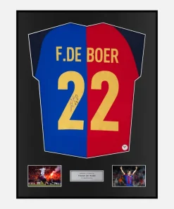 Framed Frank de Boer Signed Barcelona Shirt Home 1999-00 [Classic]
