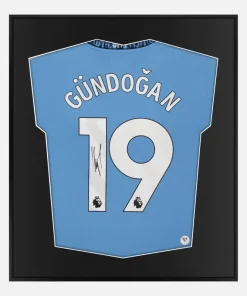 Framed Gundogan Signed Manchester City Shirt, Home 19 [Lite]