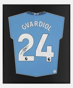 Framed Joško Gvardiol Signed Shirt, Manchester City Home [Lite]