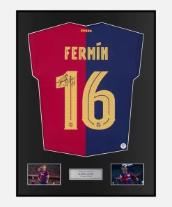 Framed Fermin Lopez Signed Barcelona Shirt 2024-25 Home [Classic]
