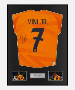 Framed Vinicius Junior Signed Real Madrid Shirt 2024-25 Away [Classic]