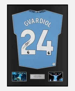 Framed Josko Gvardiol Signed Manchester City Shirt 2024-25 Home [Classic]