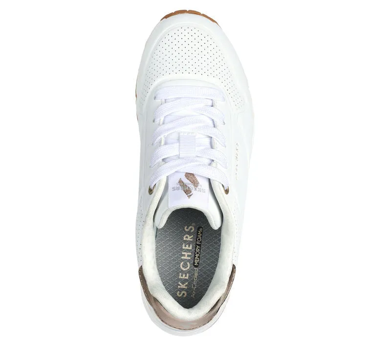 SKECHERS GIRLS UNO GEN1 SHIMMER AWAY WHITE - Image 2