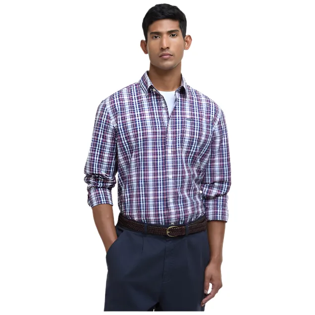 Barbour Mens Shirt Linford Relaxed Fit Navy