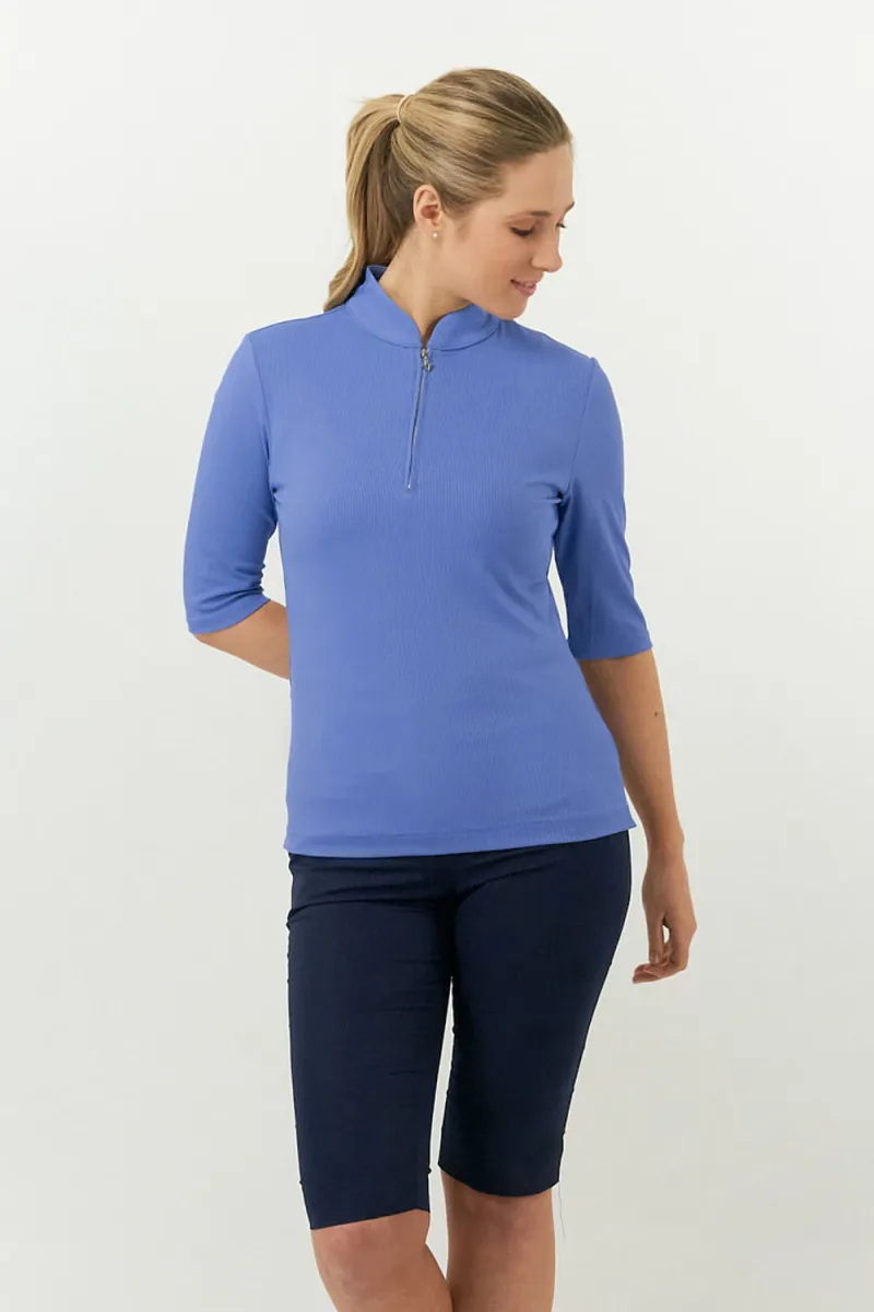 PURE GOLF WOMENS JASMINE HALF SLEEVE POLO SHIRT - CORNFLOWER