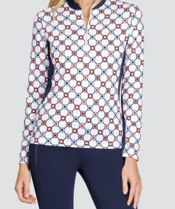 TAIL LILA GRACE LONG SLEEVE TOP MANDARIN COLLAR DIVINE GEO