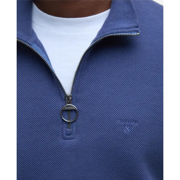 Barbour Mens Sweatshirt Pique Interlock Half Zip Oceana - Image 3