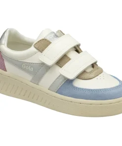 Gola Girls Grandslam Quadrant Strap Trainer Off White/Air/Silver/Candy