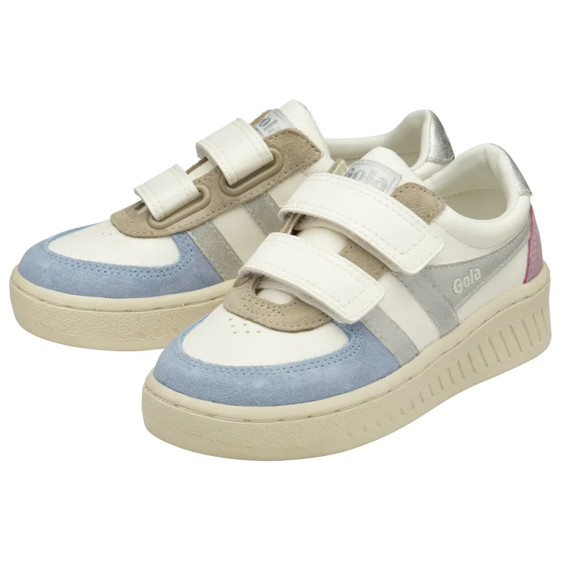Gola Girls Grandslam Quadrant Strap Trainer Off White/Air/Silver/Candy - Image 2