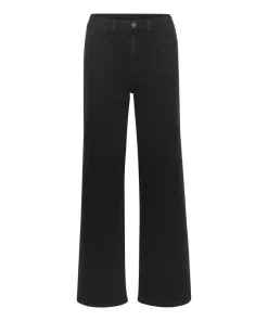 Kaffe Womens KAkarla HW Wide Jeans Black Deep
