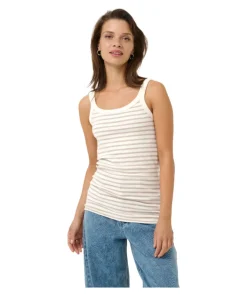 Kaffe Womens Vest Kallddy Chalk/Feather Grey Stripe