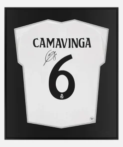 Framed Camavinga Signed Shirt, Real Madrid, Home, New [Lite]