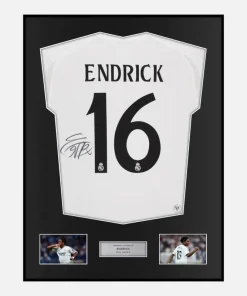 Framed Endrick Signed Real Madrid Shirt 2024-25 Home [Classic]