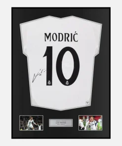Framed Luka Modric Signed Real Madrid Shirt 2024-25 Home [Classic]