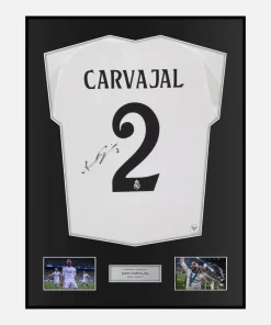 Framed Dani Carvajal Signed Real Madrid Shirt 2024-25 Home [Classic]