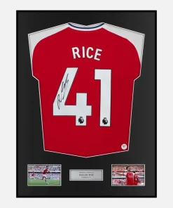 Framed Declan Rice Signed Arsenal Shirt 2024-25 Home [Classic]