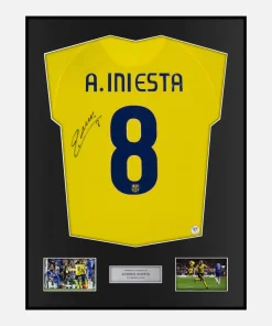 Framed Andrés Iniesta Signed Barcelona Shirt 2008-09 Away [Classic]