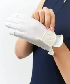 PURE GOLF WOMENS EDEN CABRETTA LEATHER LYCRA COMFORT STRETCH GOLF GLOVE - WHITE