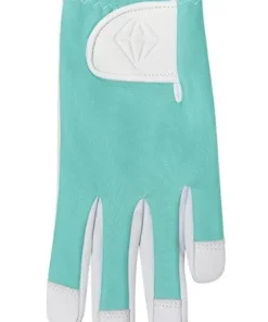 PURE GOLF WOMENS EDEN CABRETTA LEATHER LYCRA COMFORT STRETCH GOLF GLOVE - OCEAN BUE