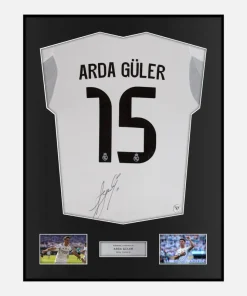 Framed Arda Güler Signed Real Madrid Shirt 2025-26 Home [Classic]