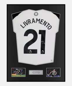 Framed Tino Livramento Signed Newcastle United Shirt 2024-25 Home [Classic]