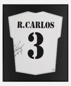 Framed Roberto Carlos Real Madrid Signed Shirt, Rare Home Kit [Lite]