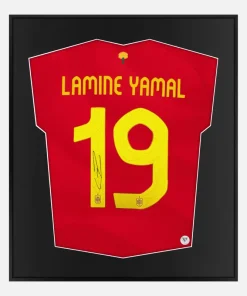 Framed Lamine Yamal Signed Shirt, Spain Home, Euro 2024 [Lite]