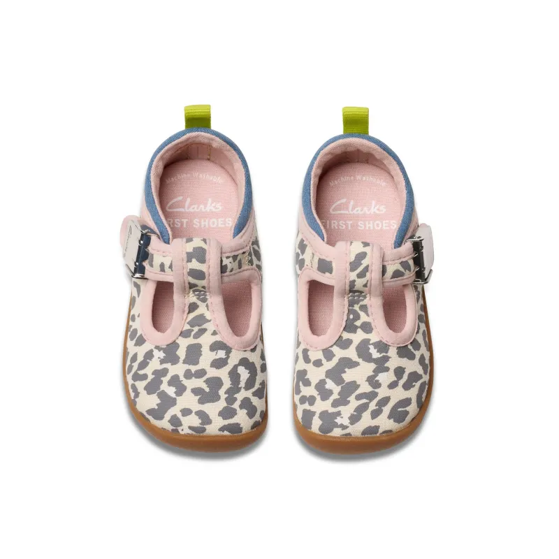 Clarks Girls Pre Walker Roamer Vibe Ecru Canvas - Image 2