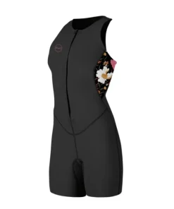 ONEILL WOMENS BAHIA 1/5MM FRONT ZIP SLEEVELESS SHORTY - BLACK/BLUEMCHEN