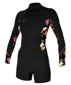 ONEILL WOMENS BAHIA 2/1MM LONG SLEEVE SHORTY - BLACK/BLUEMCHEN