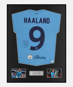 Framed Haaland Signed Manchester City Shirt 2023 Final [Classic]