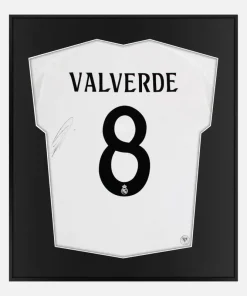 Framed Valverde Signed Real Madrid Shirt, Home 8 [Lite]