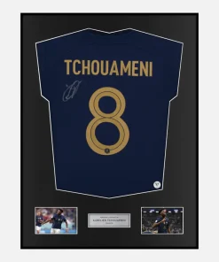 Framed Aurélien Tchouaméni Signed France Shirt 2022 World Cup [Classic]