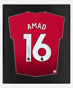 Framed Amad Diallo Signed Shirt, Manchester United Home [Lite]