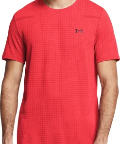 Under Armour Seamless Grid Short Sleeve Mens Training Top - Red