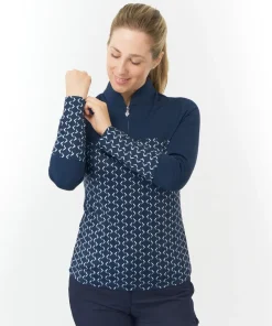 PURE GOLF AMANDA LADIES LONG SLEEVE POLO DUSK NAVY