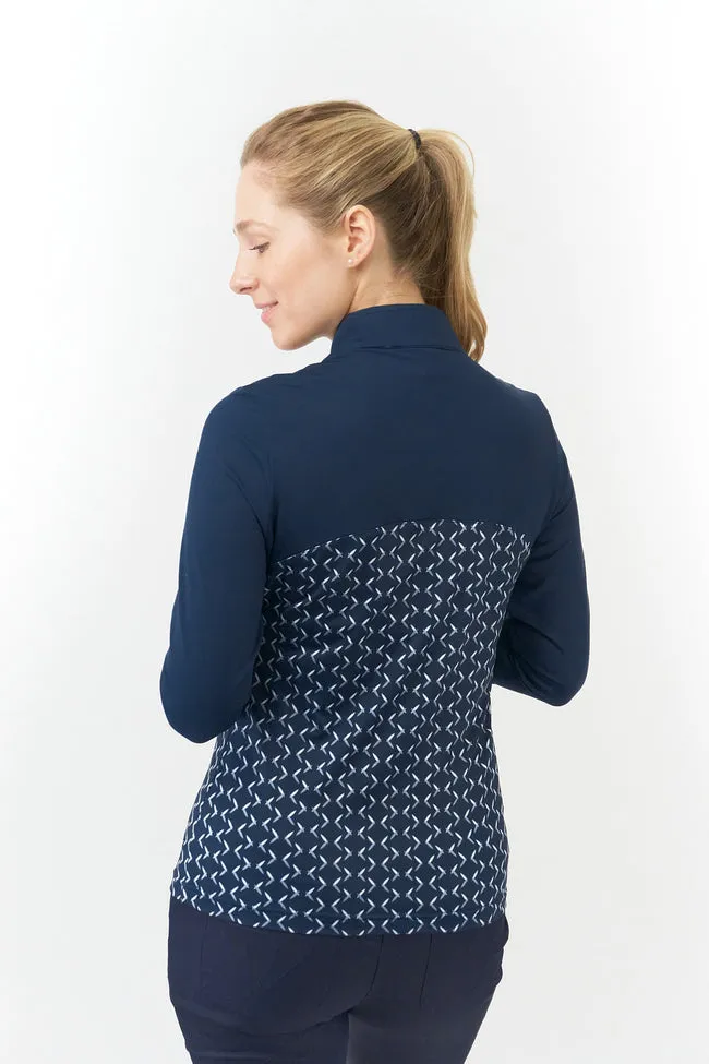 PURE GOLF AMANDA LADIES LONG SLEEVE POLO DUSK NAVY - Image 2