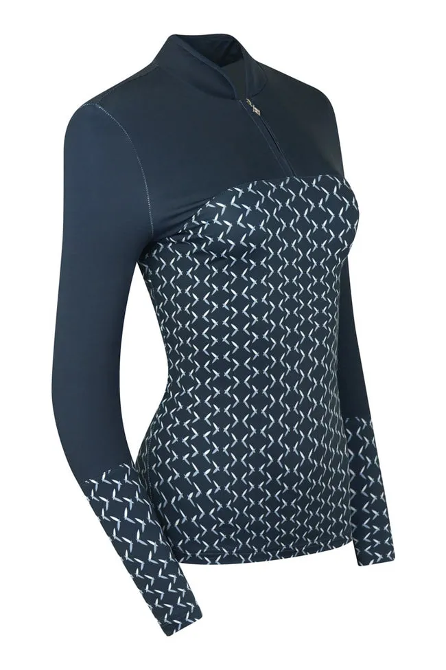PURE GOLF AMANDA LADIES LONG SLEEVE POLO DUSK NAVY - Image 3