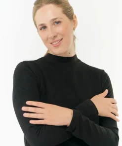 PURE GOLF OLWEN MOCK NECK TOP BLACK