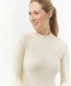 PURE GOLF OLWEN MOCK NECK TOP CHAMPAGNE
