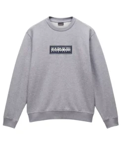 Napapijri Mens Sweatshirt Box Logo Medium Grey Marl