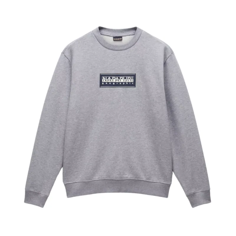 Napapijri Mens Sweatshirt Box Logo Medium Grey Marl