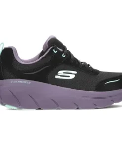 SKECHERS WOMENS D'LUX WALKER 2.O RUNNER TRAINER BLACK/MULTICOLOUR