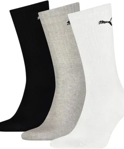 PUMA CREW SOCKS 3 PACK BLACK/GREY/WHITE JUNIOR 12-2
